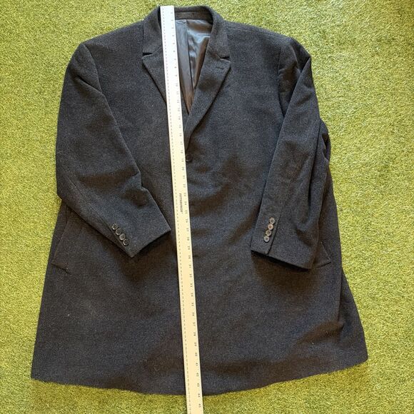 Calvin Klein Men Black Wool Cashmere 3 Button Overcoat Sz 60R Pacific 51711 - Picture 2 of 16